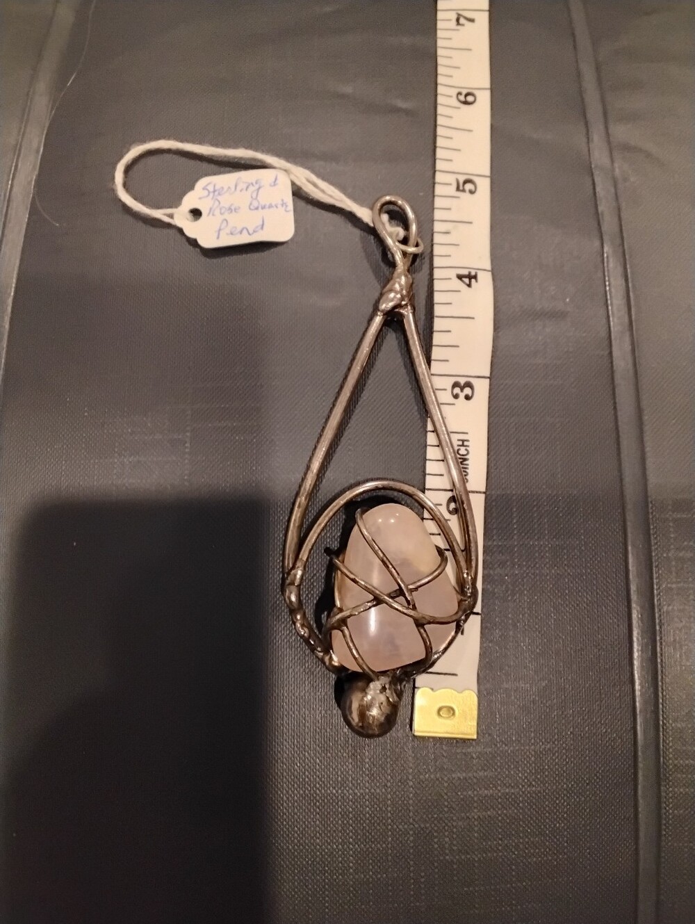 Handmade Sterling Silver And Rose Quartz Pendant